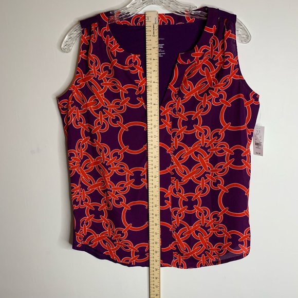 NY&C Womens XS Purple Orange Red Chain Patterned Sleeveless Lightweight Tank Top - Picture 7 of 8